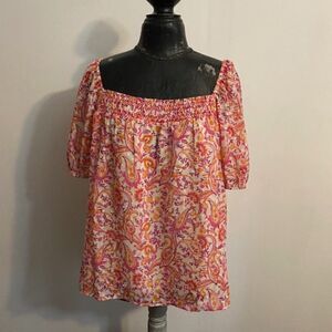 Les Serein Janelle Floral square neck top, size XL